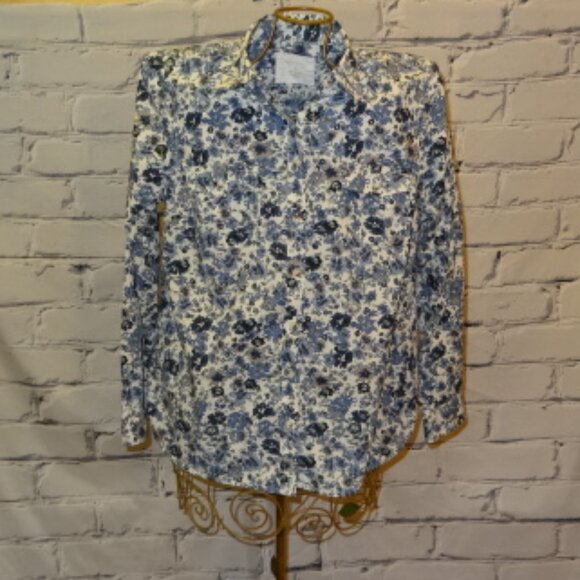 Sonoma Tops - Sonoma Blue Floral Print Long Sleeve Button Down Shirt, Like New